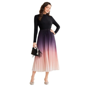 LITZO Dress for Women || Women’s Ombre Pleated Maxi Dress