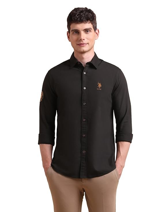 U.S. POLO ASSN. Men Pure Cotton Tailored Fit Oxford Shirt